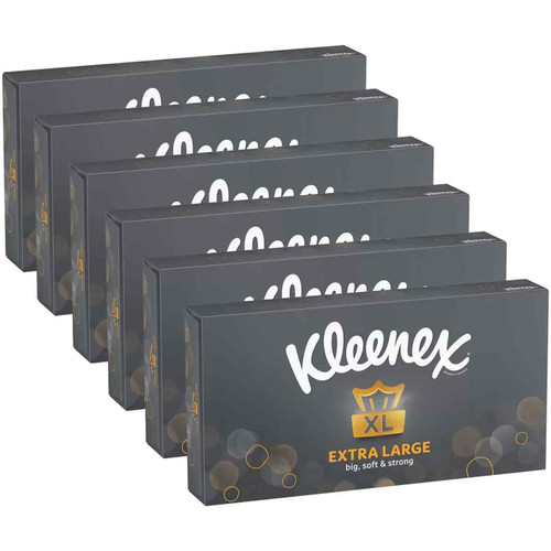 Kleenex Extra Large XL 2Ply Facial Tissue Strong Big Soft Boxes Pack 6x90 Sheets