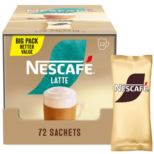 Nescafe Latte Coffee Instant Smooth Drink Add Water One Cup Sachets Pack 72x18g