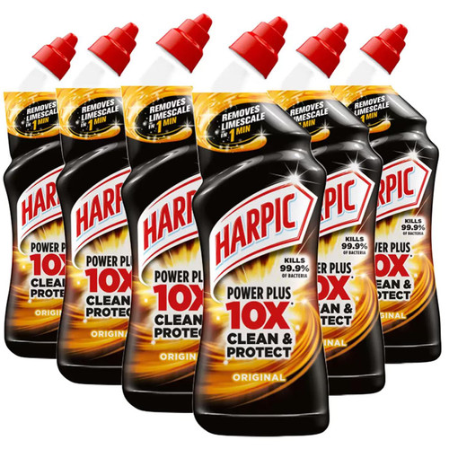 Harpic Power Plus 10x Original Cleaner Clean & Protect Limescale Pack 6 x 750ml