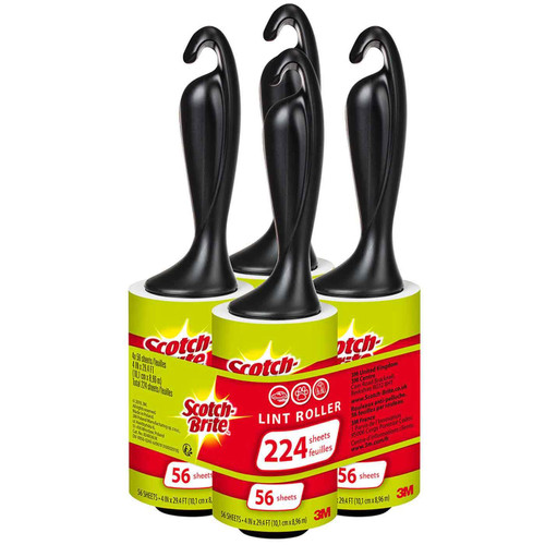 Scotch Brite Lint Fur Fuzz Cloth Upholstery Roll Remover 224Sheets Pack 4Rollers
