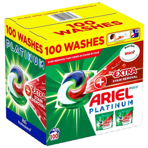 Ariel Platinum+Extra Stain Remover Wash Pods Detergent Laundry Pack 100 Capsules