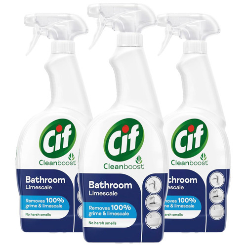 Cif Cleanboost Bathroom Limescale Spray Grime Removal Dirt Cleaner Pack 3x700ml