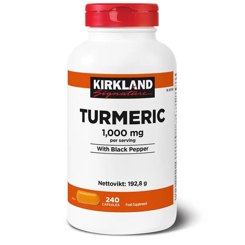 Kirkland Signature Turmeric 1000mg with Black Pepper Daily Vitamin 240 Capsules