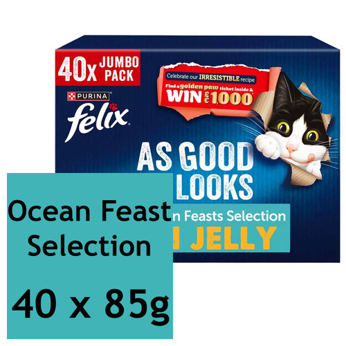 Purina Felix As Good As It Looks Cat Food Ocean Feast in Jelly Pouches 40 x 85g