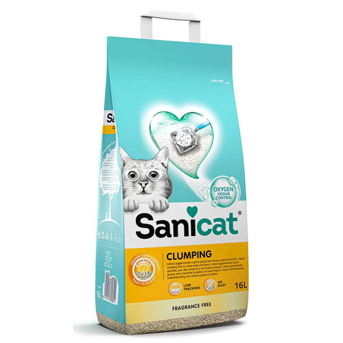 Sanicat Clumping Natural Cat Litter Pet Oxygen Odour Control Easy Scoop Pack 16L