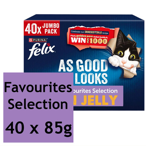 Purina Felix Good As It Looks Cat Food Mixed Selection in Jelly Pouches 40x85g
