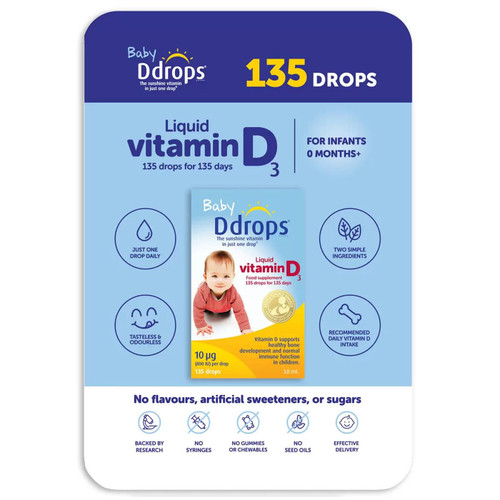 ‎Baby Ddrops Liquid Pure Vitamin D3 For 135Days 10mcg Easy to Use Pack 135 Drops