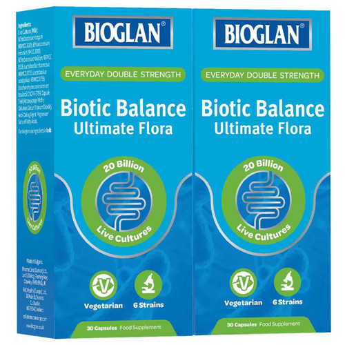 Bioglan Biotic Balance Ultimate Flora Double Strength Pack 2x30 Capsule Tablets