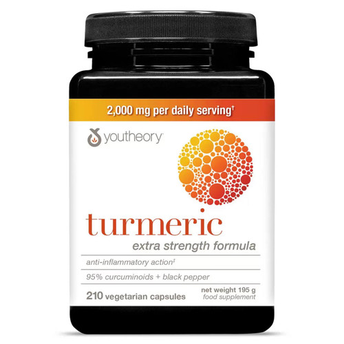 Youtheory Turmeric Extra Strength Formula Complex Dietary Supplement 210 Tablets