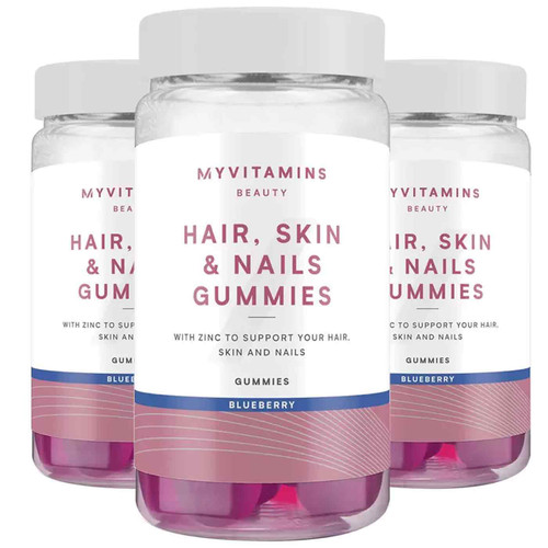 MyVitamins Hair Skin Nails Beauty Supplement Zinc Blueberry Pack 3 x 60 Gummies