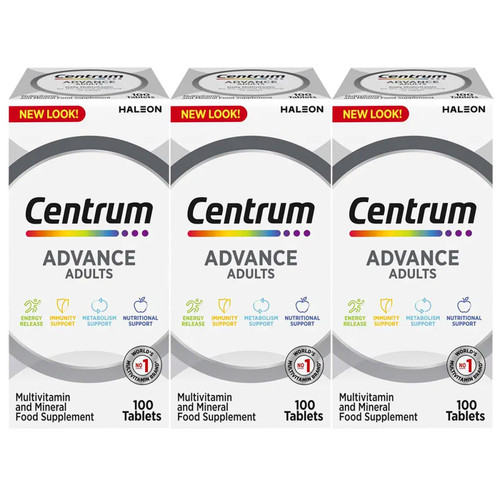 Centrum Advance Adults Daily Multivitamin & Mineral Vitamin Pack 3 x 100 Tablets