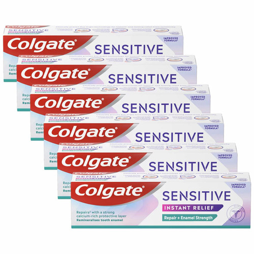 Colgate Sensitive Instant Relief Repair Enamel Strength Toothpaste Pack 6 x 75ml