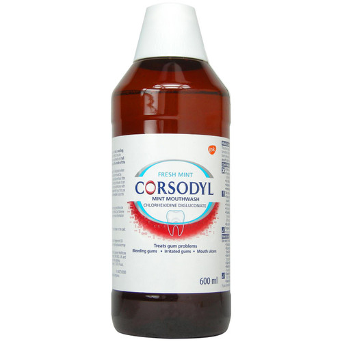 Corsodyl Mouthwash Fresh Mint Mouth Hygiene Wash Treat Prevent Gum Disease 600ml