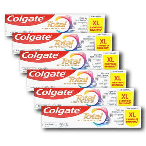 Colgate Total Active Prevention Original Toothpaste Gums Teeth XL Pack 6 x 125ml