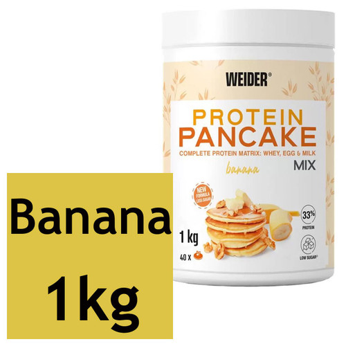 Weider Protein Pancake Mix in Banana Prepared Mixture Low Sugar Whey Pack 1kg