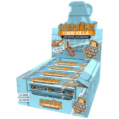 Grenade Carb Killa Chocolate Chip Cookie Dough Protein Snack Bar Pack 12 x 60g