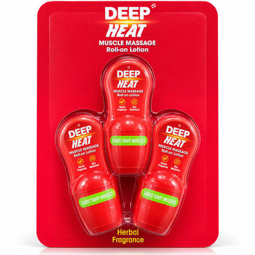 Deep Heat Muscle Massage Roll-On Lotion Herbal Warm Pain Relief Rollerball3x50ml