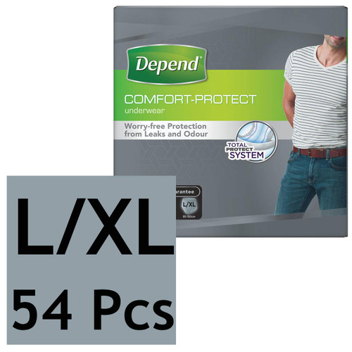 Depend Incontinence L/XL Underwear Comfort Protect Large Male Pads Men 54 Pants