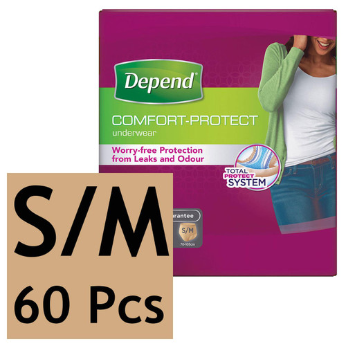 Depend Incontinence S/M Underwear Comfort Protect Small Female Pad Women 60Pants