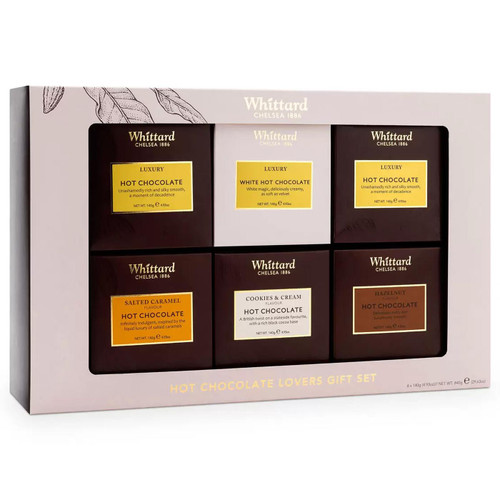 Whittard of Chelsea Hot Chocolate Lovers Gift Set Mix Cube Flavours Pack 6x140g