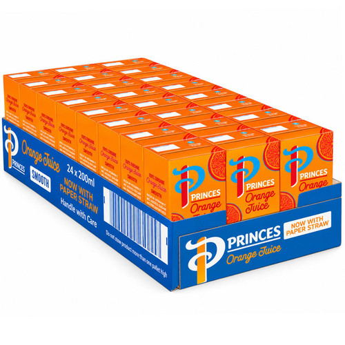 Princes Orange Juice From Concentrate Pure Smooth Juice Carton Pack 24 x 200ml