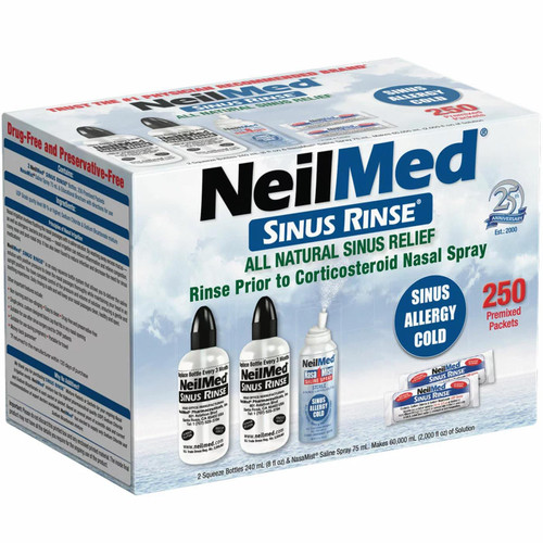 NeilMed Sinus Rinse Kit Natural Relief Squeeze Bottle Flu Rinse Nasal Spray Pack