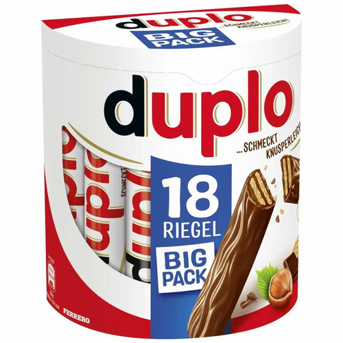 Ferrero Duplo Milk Chocolate Crispy Wafer Cream Filling Bars 327g Pack 18x 18.2g