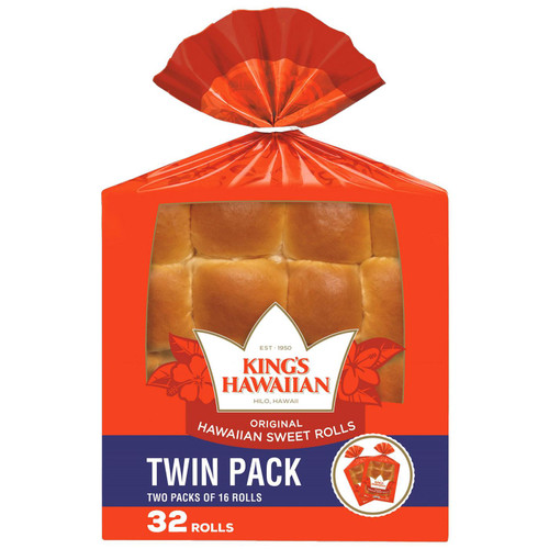 King's Hawaiian Original Sweet Rolls Hawaii Mini Bread Sandwich Pack 2 x 16 Pcs