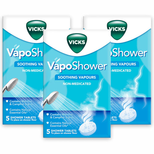 Vicks VapoShower Soothing Shower Vapour Refresh Camphor Scent Pack 3 x 5 Tablets