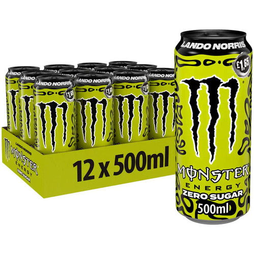 Monster Energy Drink Lando Norris Zero Sugar Cans Party Box Set Pack 12 x 500ml