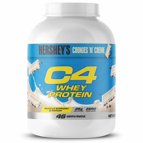 C4 Hersheys Cookies 'N' Creme Flavour Whey Protein Powder Zero Sugar Pack 1.6kg