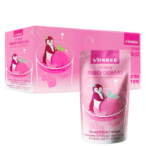 Vonbee Peach Flavoured Iced Tea Black Powder Intense Peach Flavour Pack 20x230ml