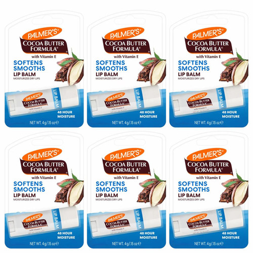 Palmers Lip Balm Cocoa Butter Formula Soften Smooth 48 Hour Moisture 6 Pcs Pack