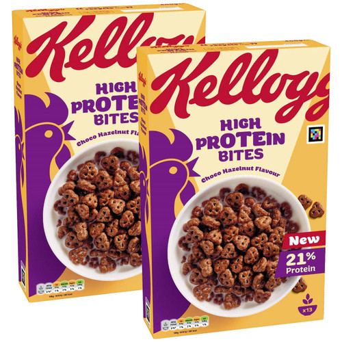 Kellogg's High Protein Bites Choco Hazelnut Flavour Breakfast Cereal Pack 2x400g