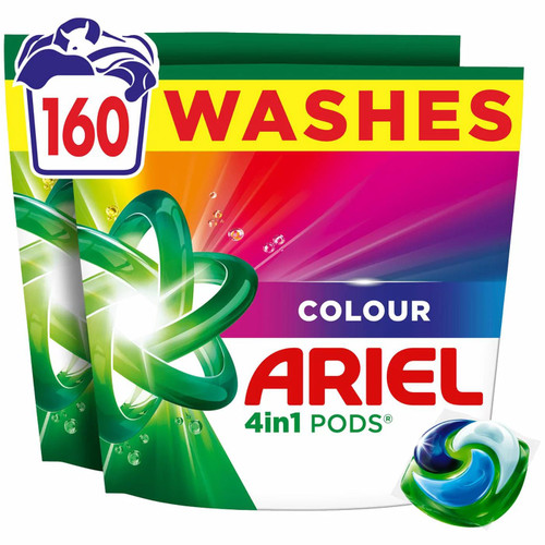 Ariel 4 in 1 Colour Wash Pods Laundry Detergent Power Washing Pack 160 Capsules