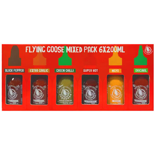 Flying Goose Sriracha Chilli Sauce Selection Mix Flavours Spicy Set Pack 6x200ml