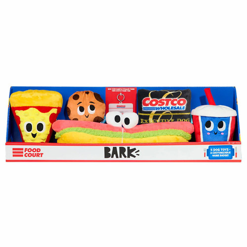BARK Costco Food Court Dog Toys Squeaker Crazy Crinkle Fluff Tag 5 Pcs Mix Pack
