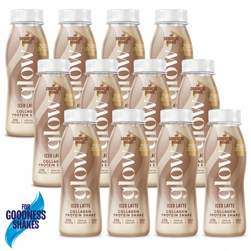 For Goodness Shakes Glow Collagen Iced Latte Protein Shake Drink Pack 12 x 250ml