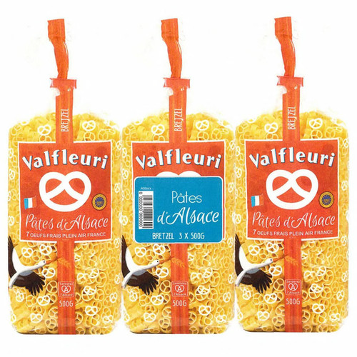 Valfleuri Bretzel Pasta Premium Hearty Texture Shape French Savourez Pack 3x500g