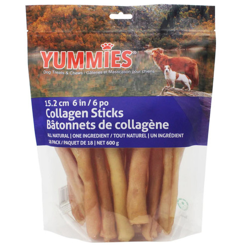 Yummies Beef Collagen Sticks 6"Pet Dog Chew Natural Treat 18 Pcs Snack Pack 600g