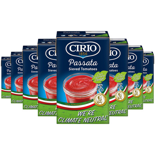 Cirio Passata Sieved Tomatoes Natural Italian climate neutral Carton Pack 8x500g