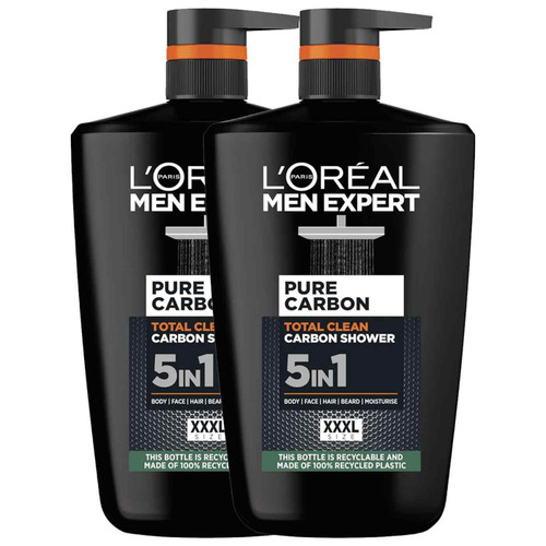 L'oreal Paris Men Expert Pure Carbon 5in1 Body Shower Gel Large XXXL Pack 2 x 1L