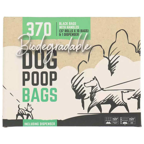 Biodegradable Dog Pet Poop Bags Cornstarch Strong Pack of 370 Bags + 1 Dispenser