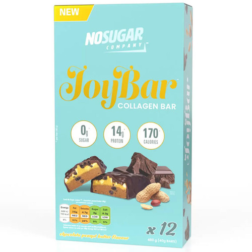 No Sugar Company Joy Chocolate & Peanut Butter Collagen Healthy Bar Pack 12x40g