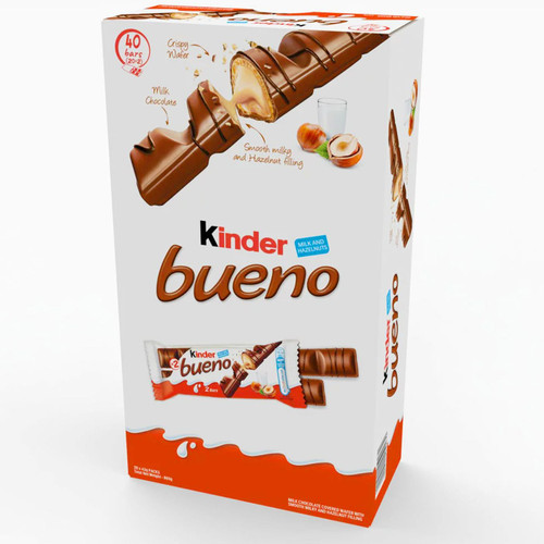 Ferrero Kinder Bueno Milk Chocolate Hazelnut Wafer Snack Twin Bars Pack 20 x 43g