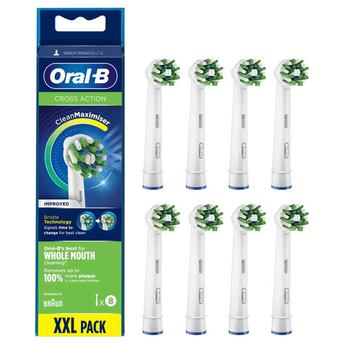 Oral-B Cross Action Brush Toothbrush Heads Mouth Clean Maximiser XXL Pack 8 Pcs