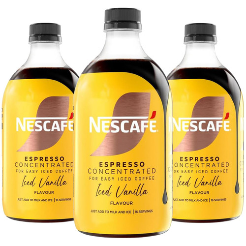 Nescafe Espresso Concentrated For Easy Iced Coffee Vanilla Flavour Pack 3x500ml