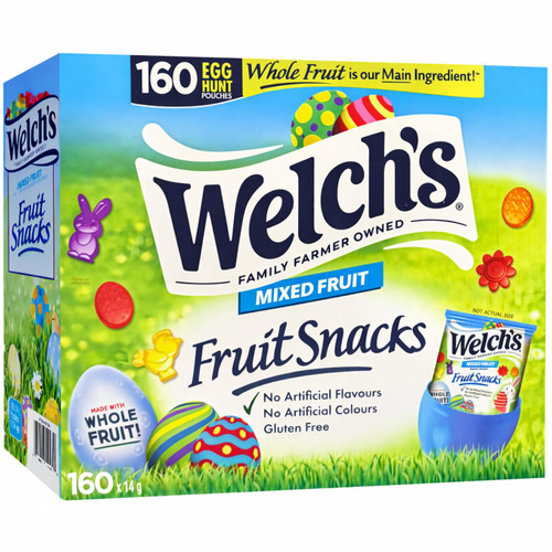 Welch's Fruit Snacks Easter Mixed Real Fruit Bags Pouches 160x14g Pack 2.24kg