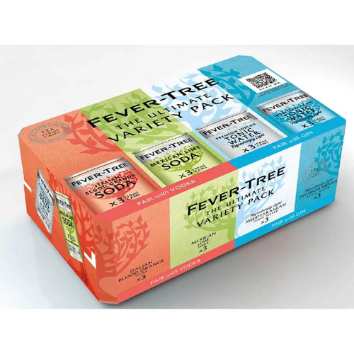 Fever-Tree Variety Pack Tonic Water Lime Soda Cans Premium Mix Pack 30 x 150ml