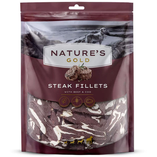 Nature Gold Duck Steak Fillets With Beef & Cod Dog Pet Treats Snack Pack 1.2kg